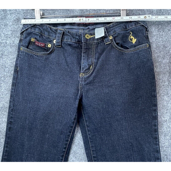 Baby Phat Jeans Womens 11 Dark Blue Bootcut Embroidered Cat Logo Y2K - Picture 6 of 9